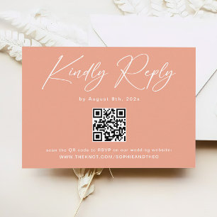 Elegant Peach Orange Wedding RSVP  Enclosure Card