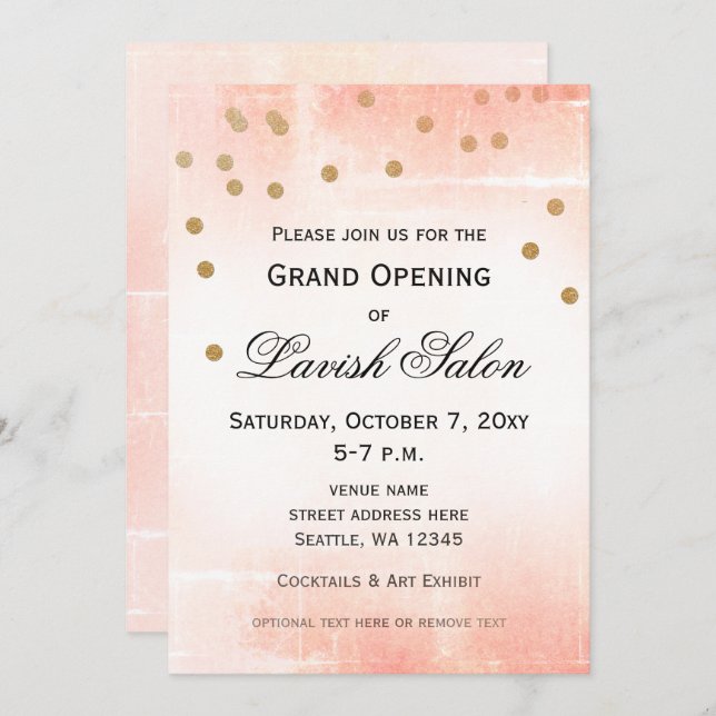 Elegant Peach Pink Corporate Party Invitation (Front/Back)