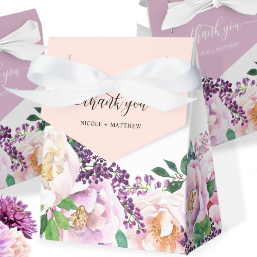 Elegant Peach Pink Purple Pastel Floral Favor Box