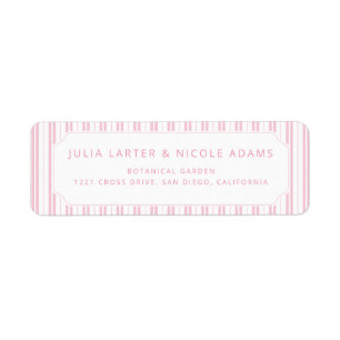 Elegant Peach Pink Striped Pattern Baby Shower Label