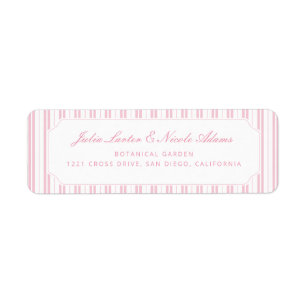 Elegant Peach Pink Striped Pattern Baby Shower Label
