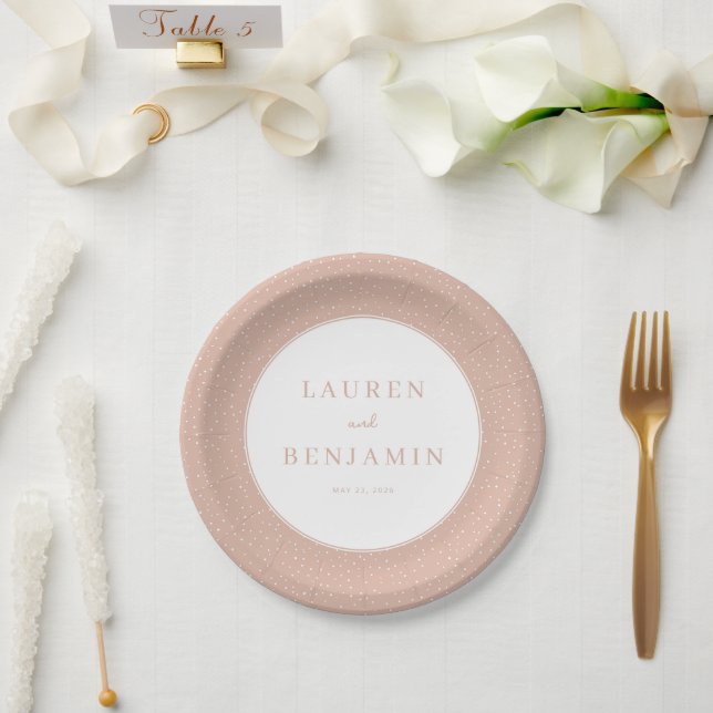 Elegant Peach Polka Dots Paper Plates (Wedding)