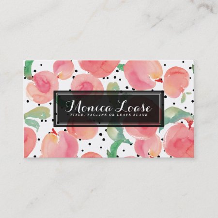 Elegant Peach Preppy Personalized Business Card