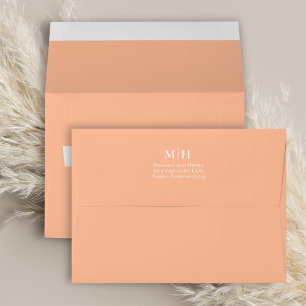 Elegant Peach Return Address Monogram Envelope