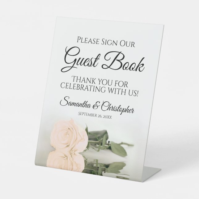 Elegant Peach Rose Please Sign Our Guest Book (Front)