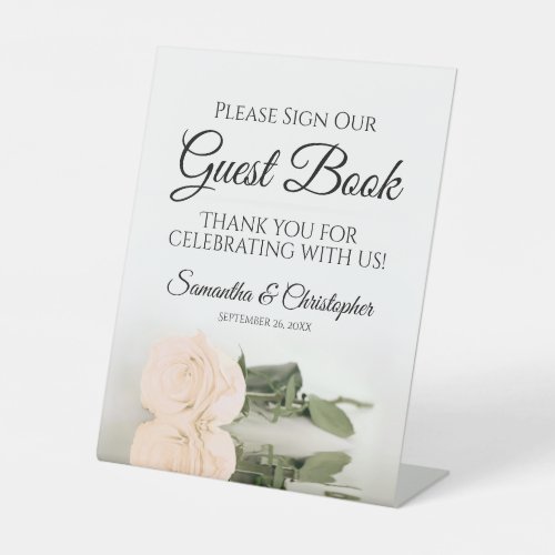 Elegant Peach Rose Please Sign Our Guest Book