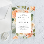 Elegant Peach Rose Wedding Acrylic Invitations<br><div class="desc">Celebrate your love with our Elegant Watercolor Peach Rose wedding invitation, beautifully framed in white with your wedding details displayed on a transparent acrylic background. This enchanting design features delicate watercolor peach and ivory roses intertwined with lush green foliage, offering a modern yet romantic touch to your special day. Perfect...</div>