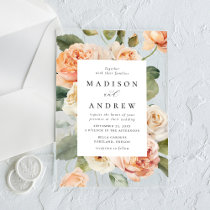 Elegant Peach Rose Wedding Acrylic Invitations