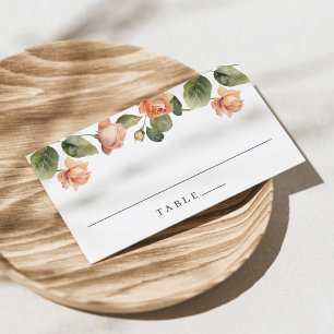 Elegant Peach Rose Wedding Place Card