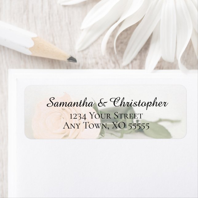 Elegant Peach Rose Wedding Return Address Label (Insitu)