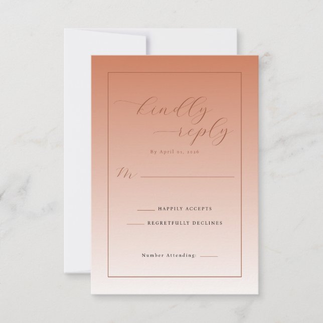 Elegant Peach RSVP Card (Front)