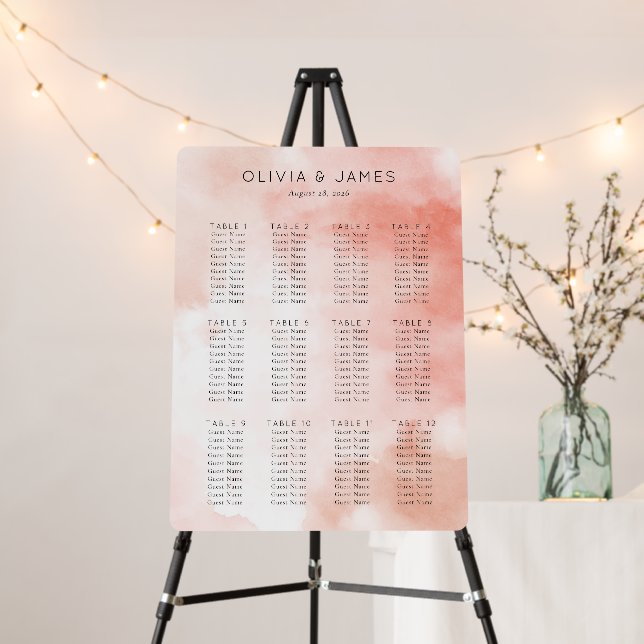 Elegant Peach Seating Chart Foam Board (In Situ (Stand))