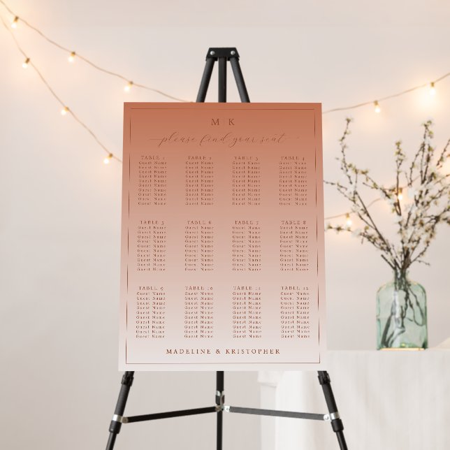 Elegant Peach Seating Chart Foam Board (In Situ (Stand))