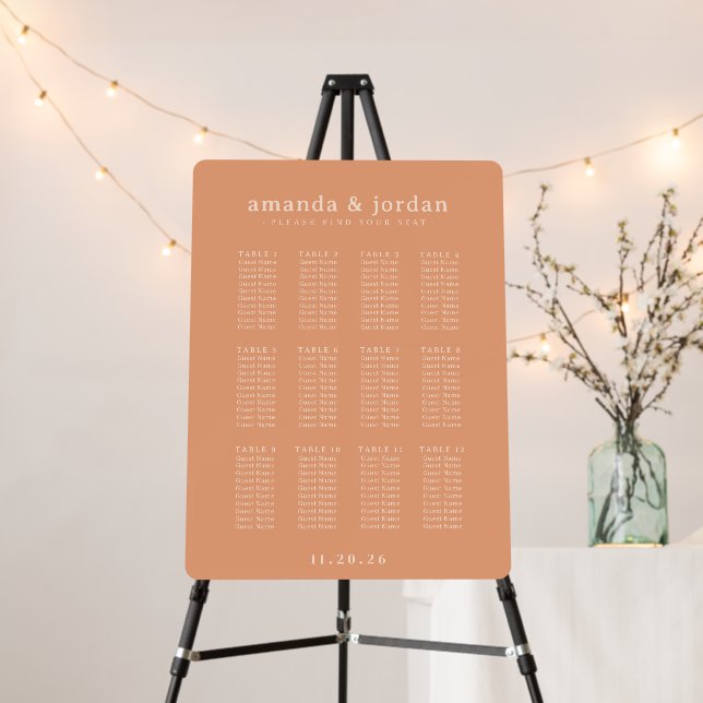 Elegant Peach Seating Chart Foam Board (In Situ (Stand))