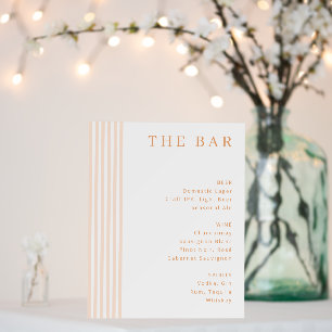 Elegant Peach Serif Bar Menu Foam Board