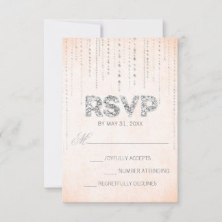 Elegant Peach & Silver Sparkle RSVP Card