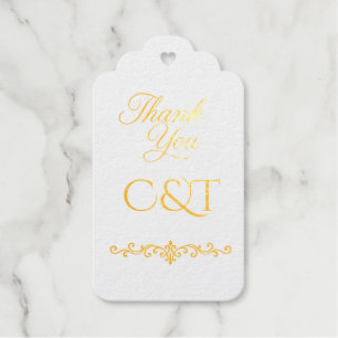 Elegant Peach Sparkle Wedding Script Calligraphy Foil Gift Tags