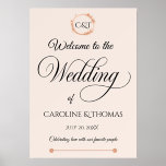 Elegant Peach Sparkle Wedding Script Calligraphy Holder