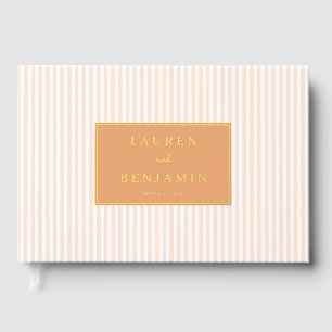 Elegant Peach Striped Invitations Foil Guest Book