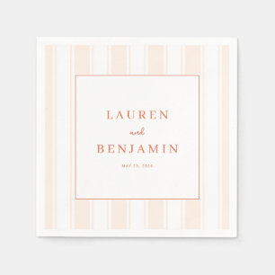 Elegant Peach Striped Invitations Napkins