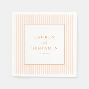 Elegant Peach Striped Minimalist Napkins