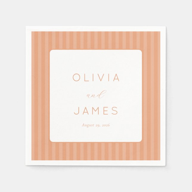 Elegant Peach Stripes Napkins (Front)