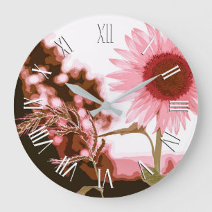 Elegant Peach Sunflower Artwork Wall Clock