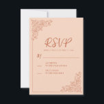 Elegant Peach Terracotta Wedding  RSVP Card<br><div class="desc">This soft peach RSVP card blends vintage charm with modern minimalism. Featuring delicate floral scroll corners and handwritten script, it's a beautiful addition to any spring or summer wedding suite. The warm, romantic tone complements a range of pastel and boho themes, offering a sweet and stylish way for guests to...</div>