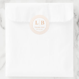 Elegant Peach Thank You Card Classic Round Sticker