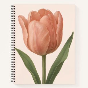 Elegant Peach Tulip Botanical Illustration Notebook