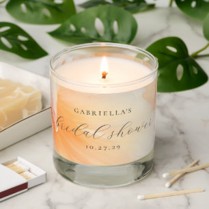 Elegant Peach Watercolor Floral Bridal Shower Scented Candle