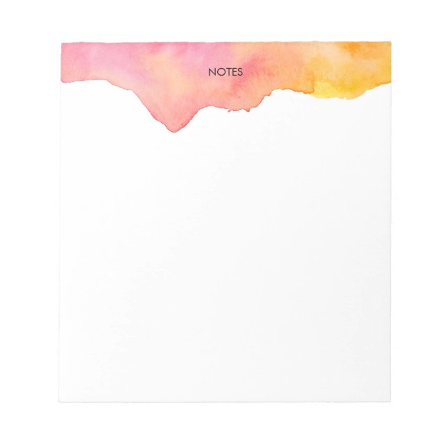Elegant Peach Watercolor Splash Personalized  Notepad (Front)