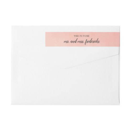 Elegant Peach Watercolor Wedding Return Address Wrap Around Label