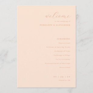 Elegant Peach Wedding Ceremony Program