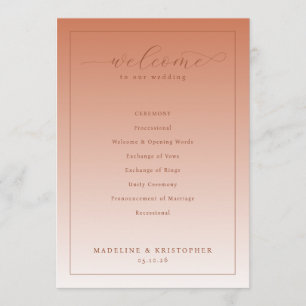 Elegant Peach Wedding Ceremony Program