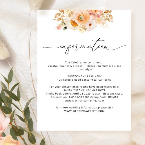 Elegant Peach Wedding Details / Information