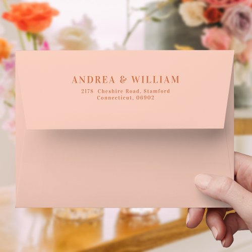 Elegant Peach Wedding Envelope