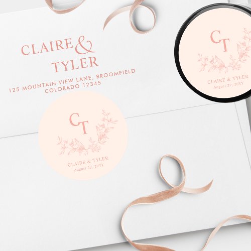 Elegant Peach Wedding Envelope Seal  Favor