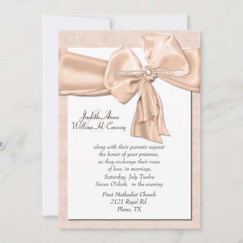 Elegant Peach Wedding Invitation 5" X 7" Invitation Card