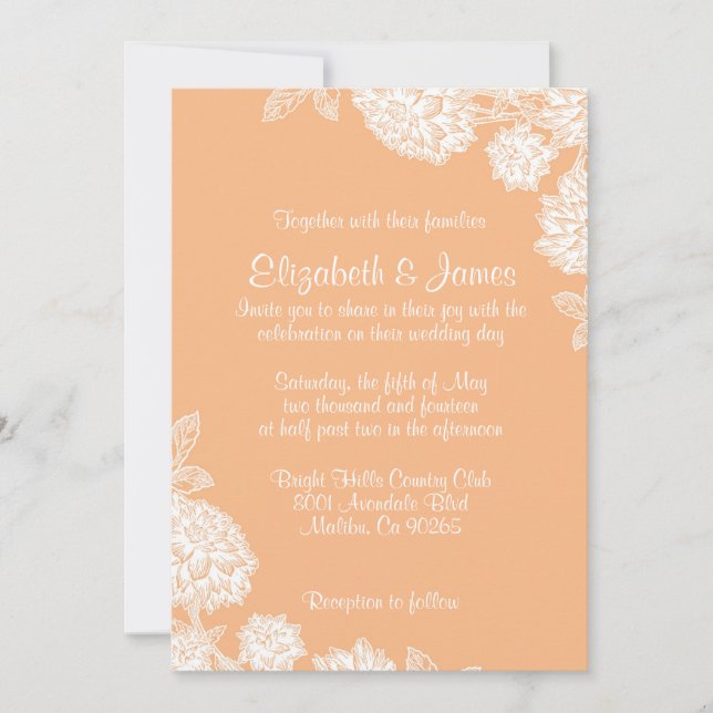 Elegant Peach Wedding Invitations (Front)