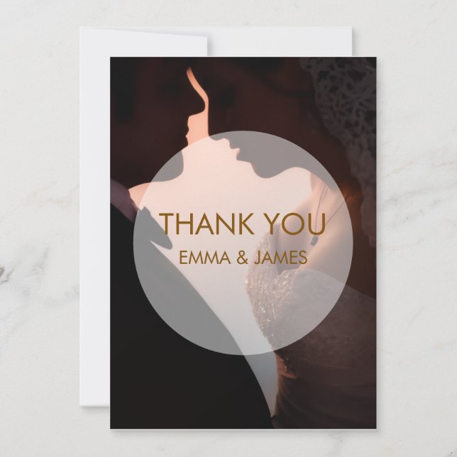 Elegant Peach Wedding Thank You Flat Card (Front)