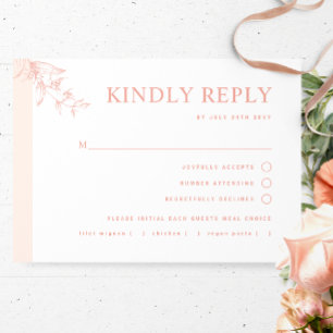 Elegant Peach Wedding With/without Meal RSVP Card