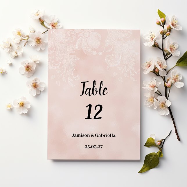 Elegant peach white flower lace Table Numbers (Elegant peach white flower lace Table Numbers)
