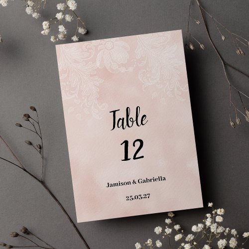 Elegant peach white flower lace Table Numbers