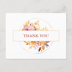 Elegant Peaches and Cream Spring Wedding Thank You Postcard