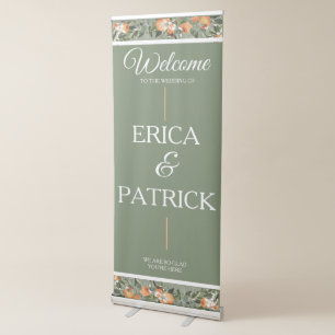 Elegant Peaches Floral Wedding Retractable Banner