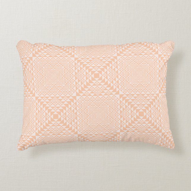 Elegant Peachy Orange Light Pink Geometric Pattern Accent Pillow (Front)