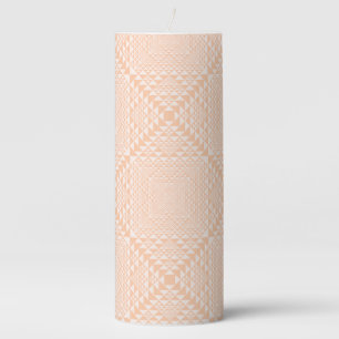 Elegant Peachy Orange Light Pink Geometric Pattern Pillar Candle