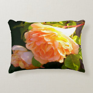 Elegant Peachy yellow Roses Accent Pillow