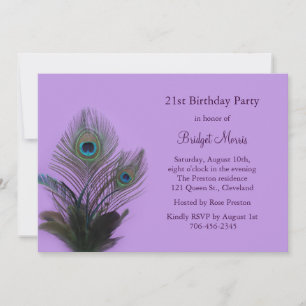 Elegant Peacock 21st Birthday Invitation